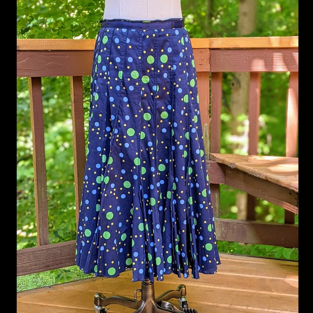 Navy Cotton Polka-Dot Skirt